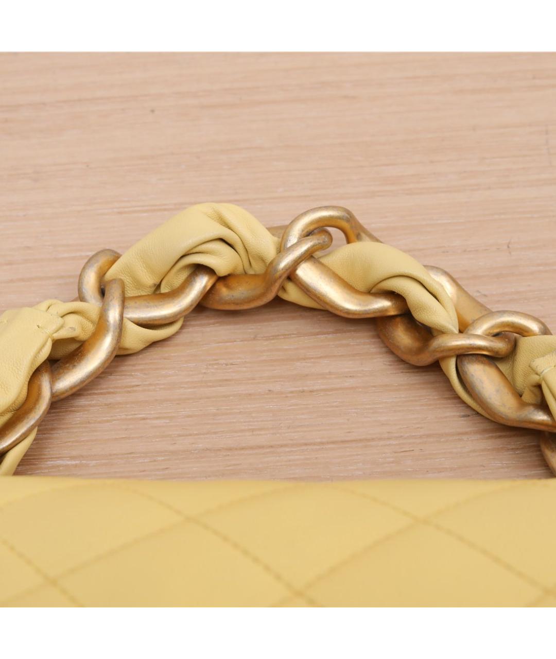 CHANEL Желтая кожаная сумка через плечо, фото 9