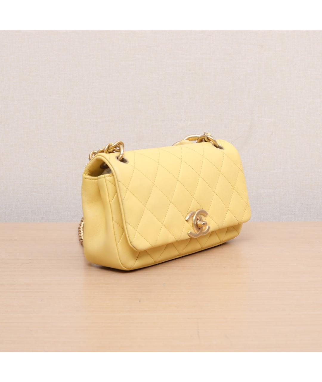 CHANEL Желтая кожаная сумка через плечо, фото 3