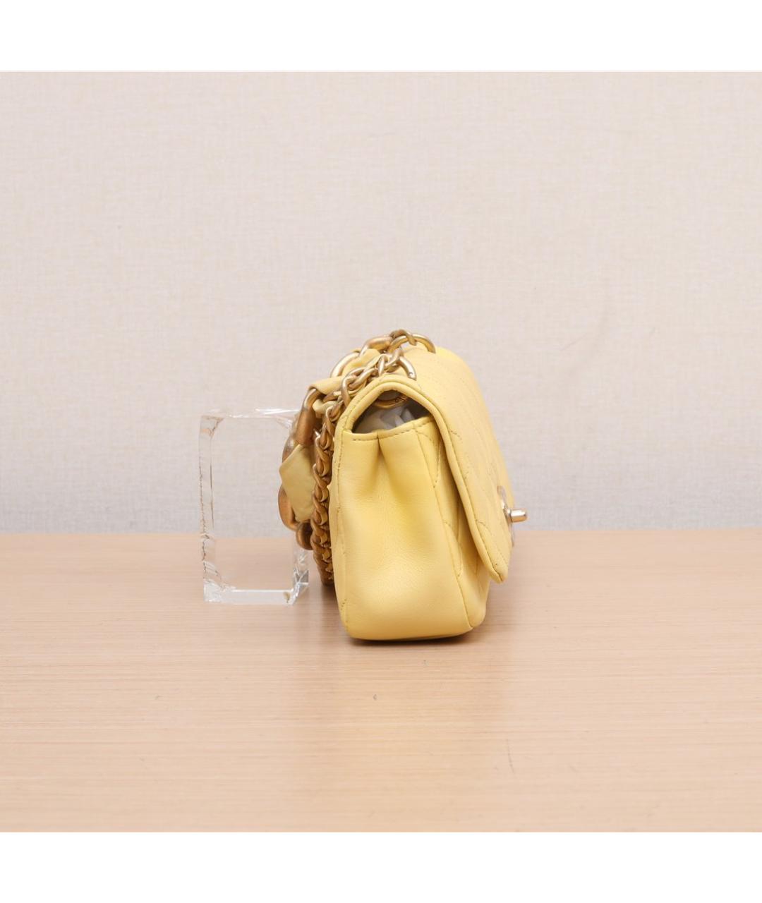 CHANEL Желтая кожаная сумка через плечо, фото 4