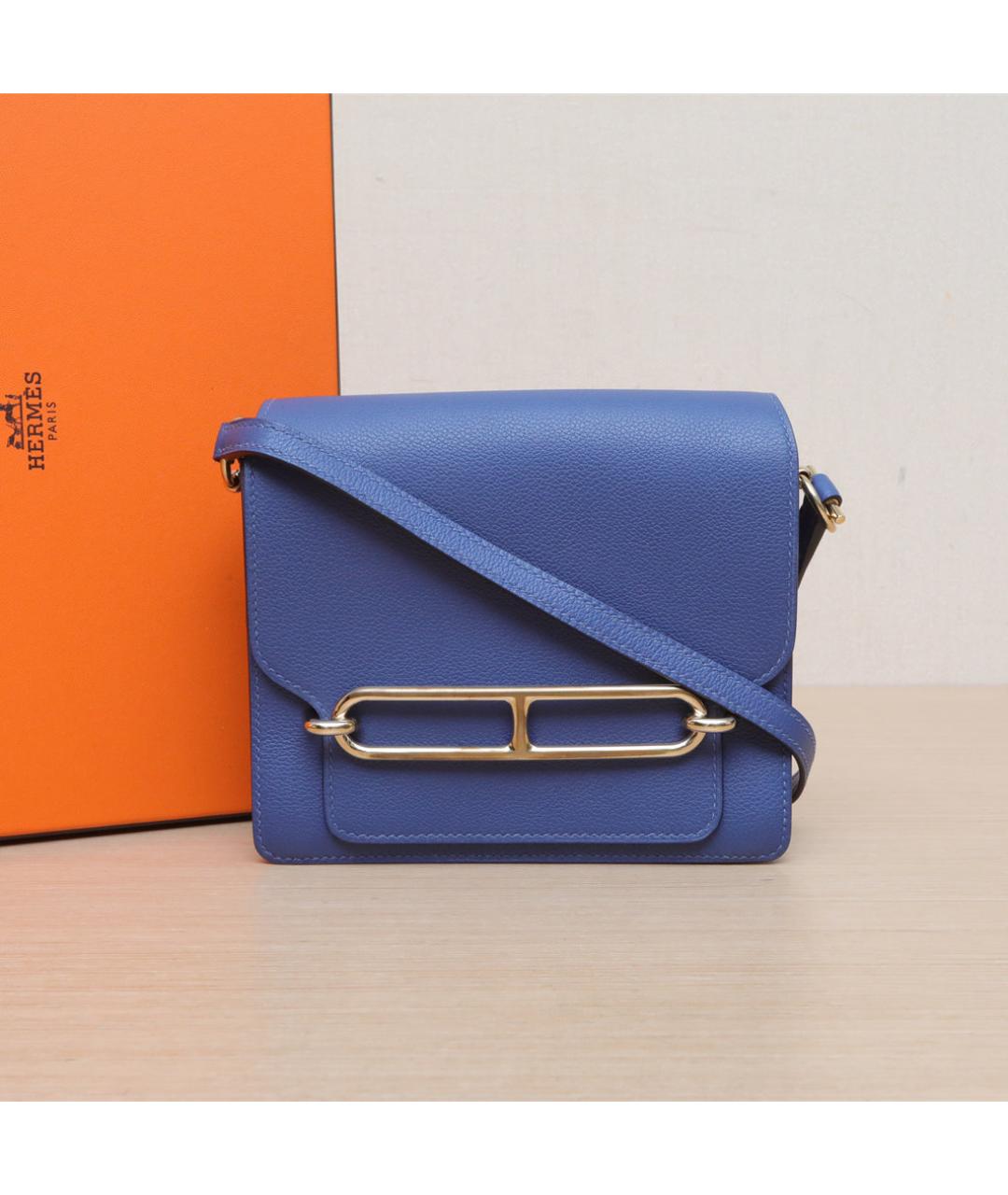 HERMES Синяя кожаная сумка через плечо, фото 2