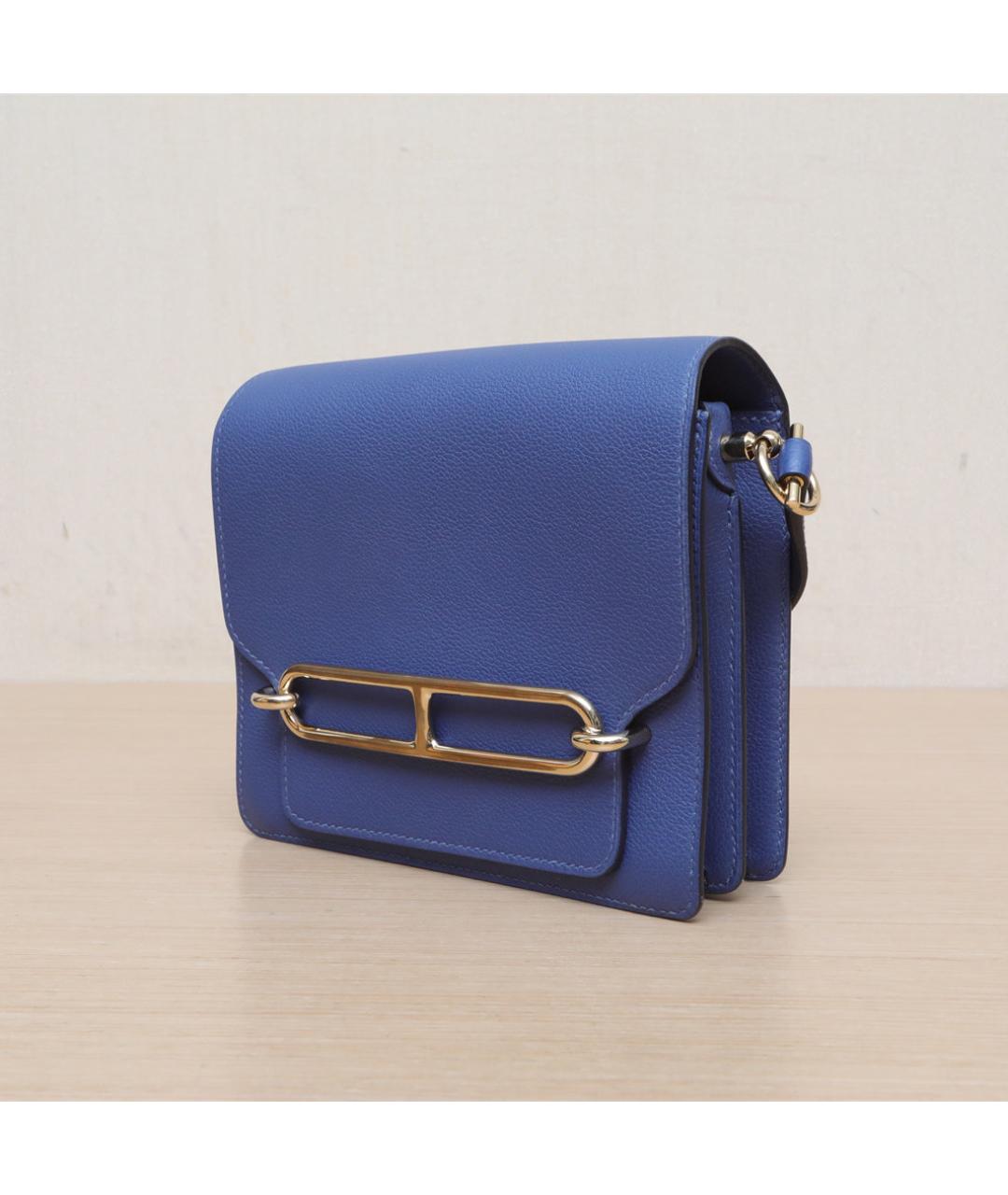 HERMES Синяя кожаная сумка через плечо, фото 4