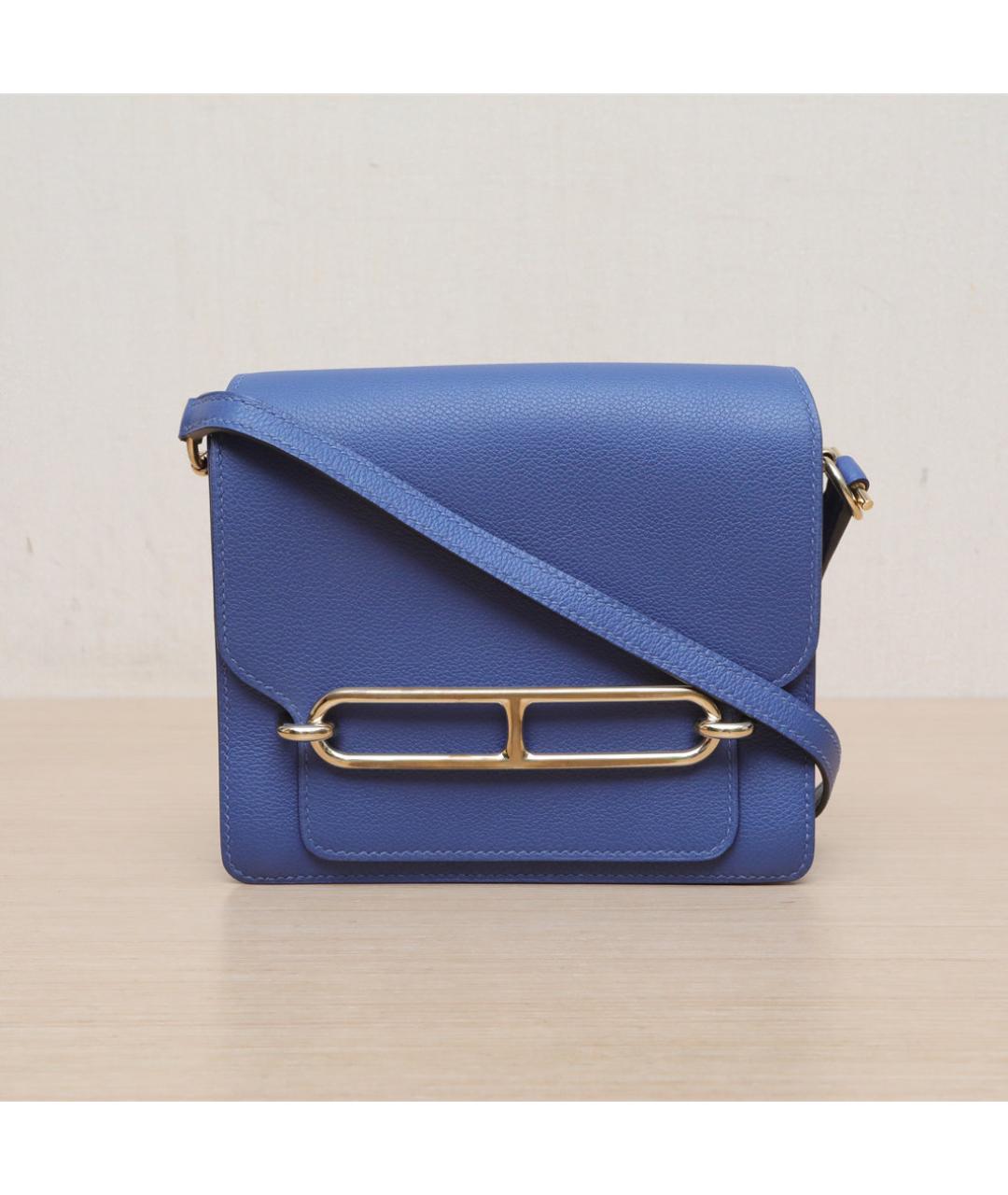 HERMES Синяя кожаная сумка через плечо, фото 3