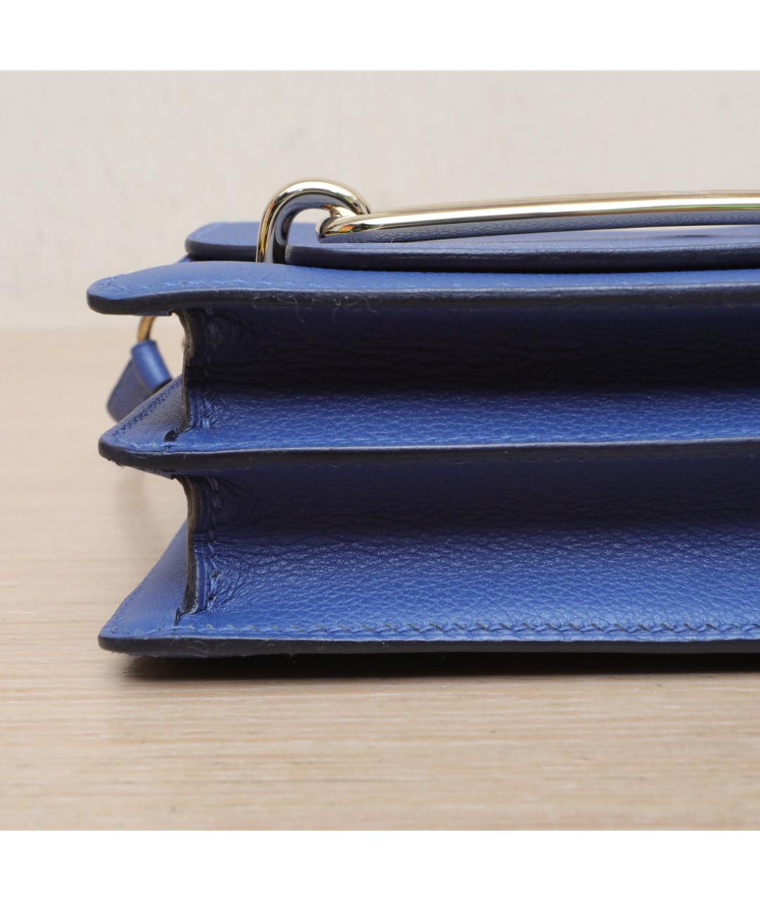 HERMES Синяя кожаная сумка через плечо, фото 9
