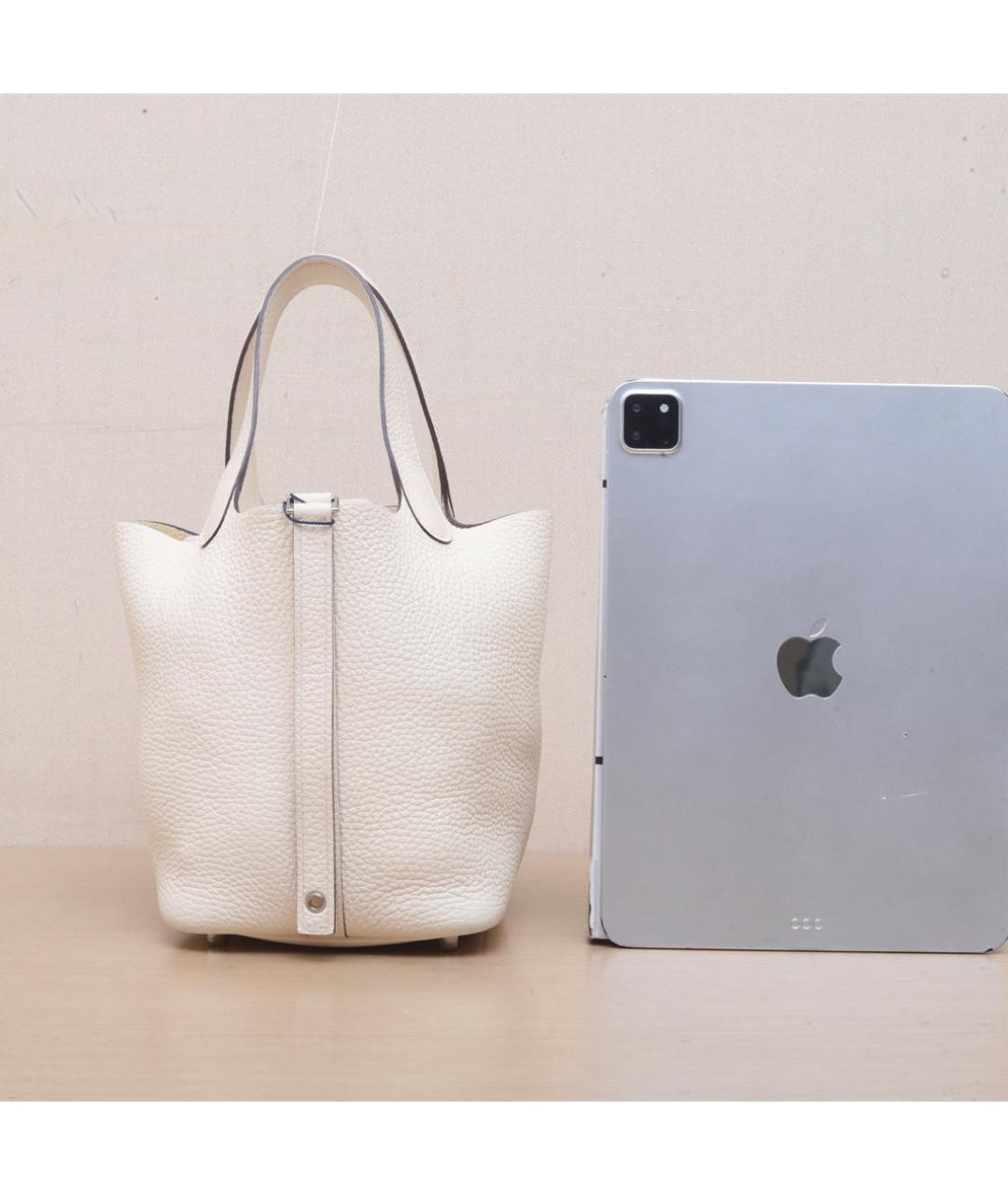 HERMES Белая кожаная сумка через плечо, фото 7