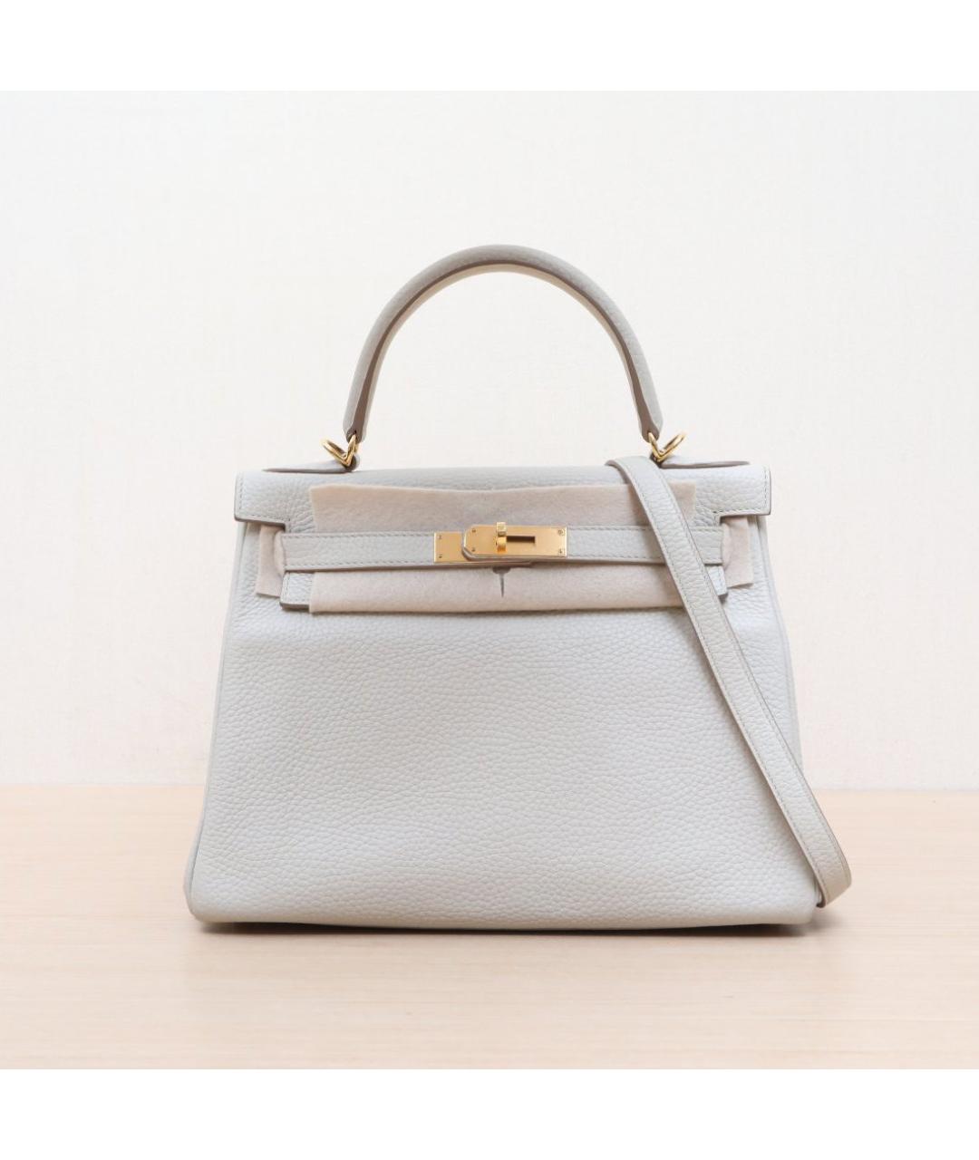 HERMES Белая кожаная сумка через плечо, фото 3