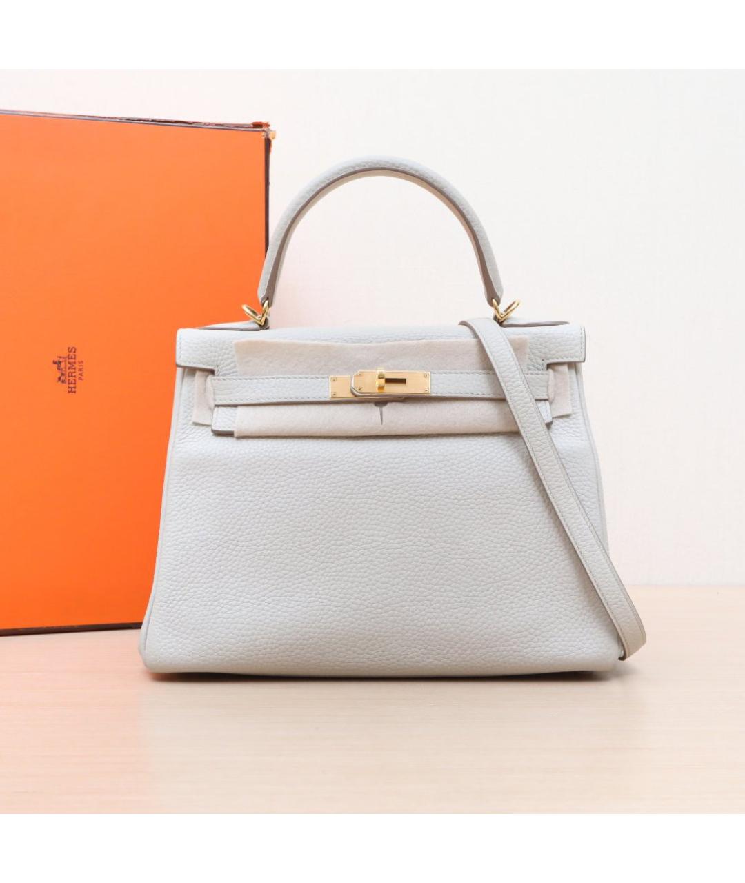 HERMES Белая кожаная сумка через плечо, фото 2