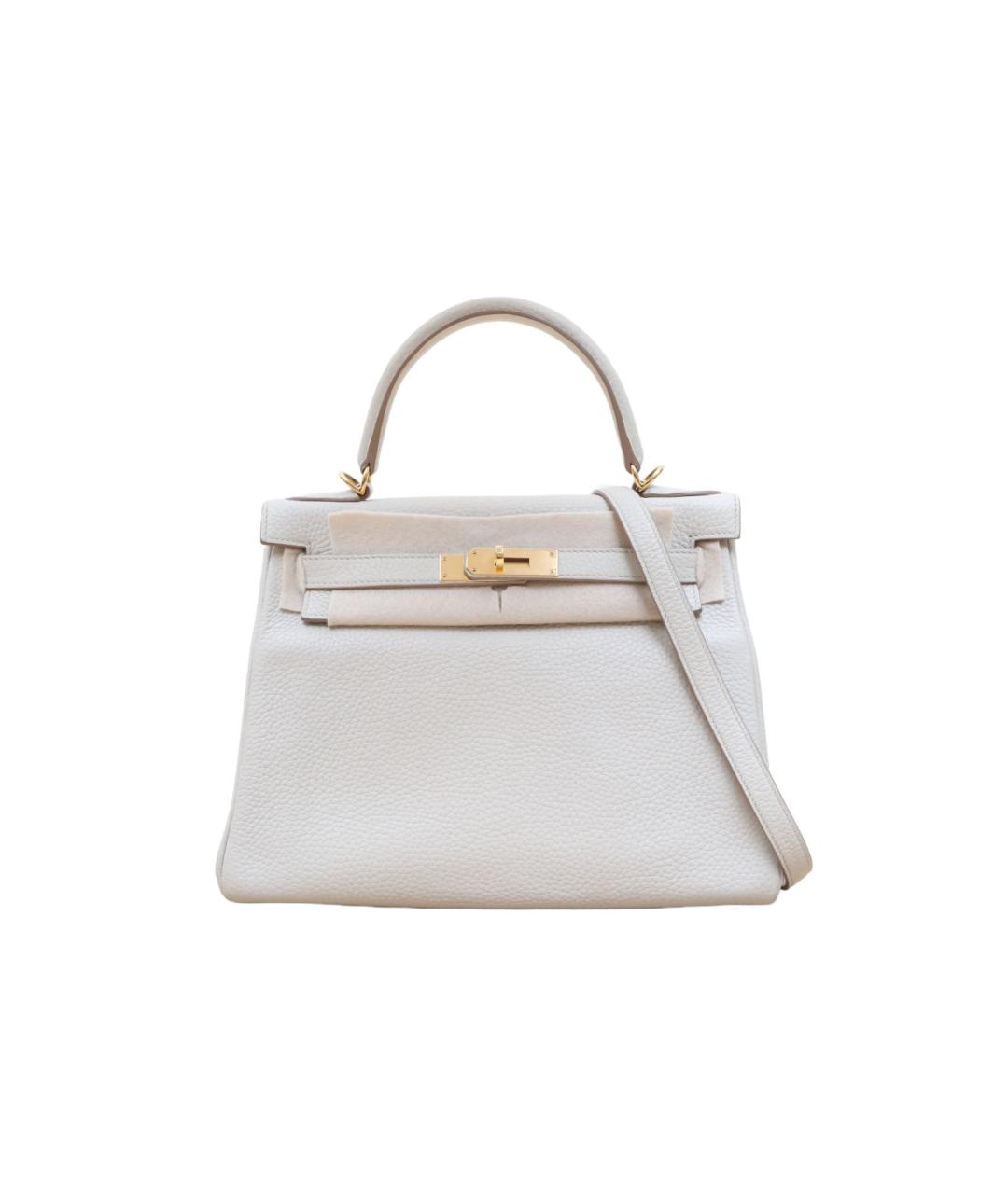 HERMES Белая кожаная сумка через плечо, фото 1