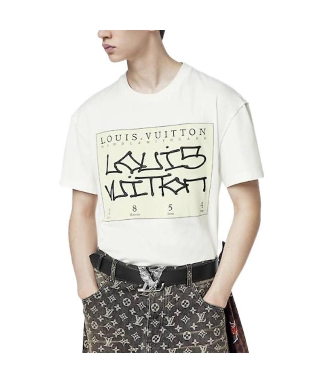 LOUIS VUITTON Белая хлопковая футболка, фото 6