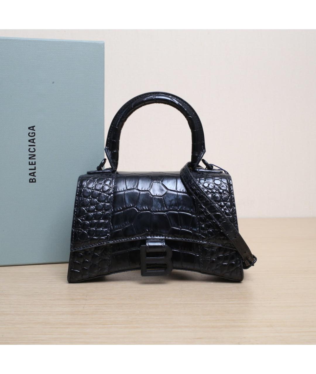 BALENCIAGA Черная кожаная сумка через плечо, фото 2