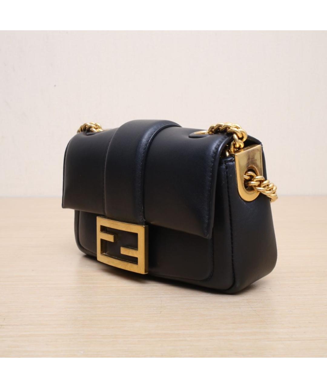 FENDI Черная кожаная сумка через плечо, фото 4