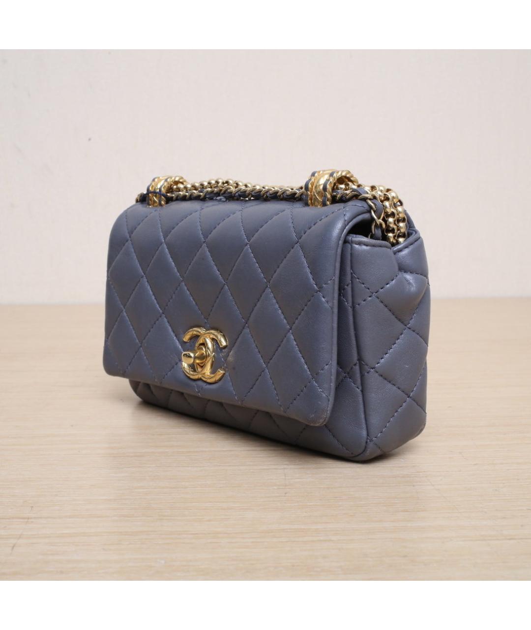 CHANEL Серая кожаная сумка через плечо, фото 4