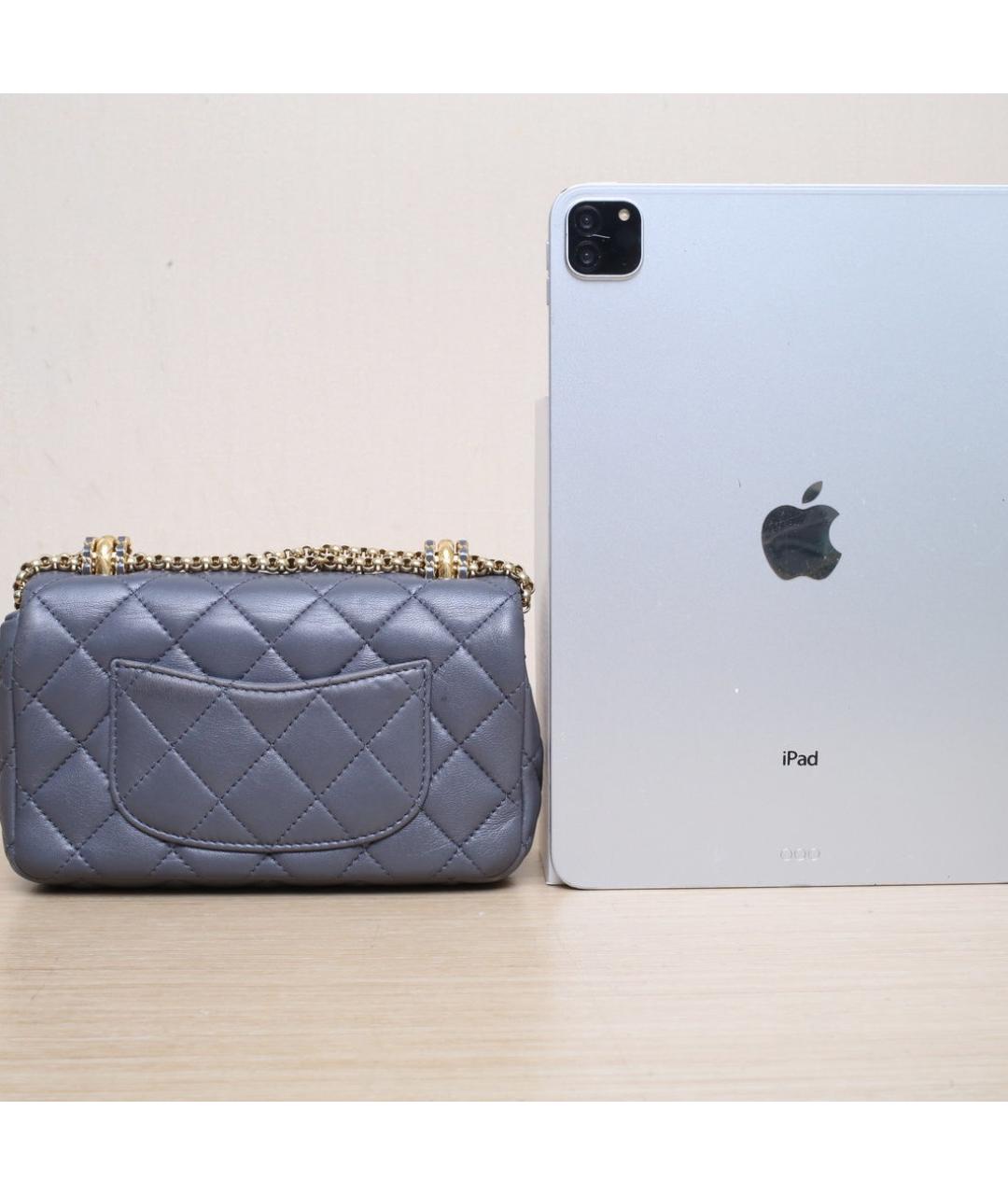 CHANEL Серая кожаная сумка через плечо, фото 7