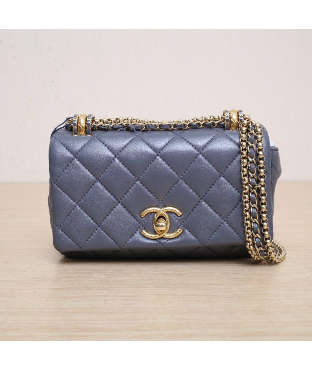 CHANEL Серая кожаная сумка через плечо, фото 3