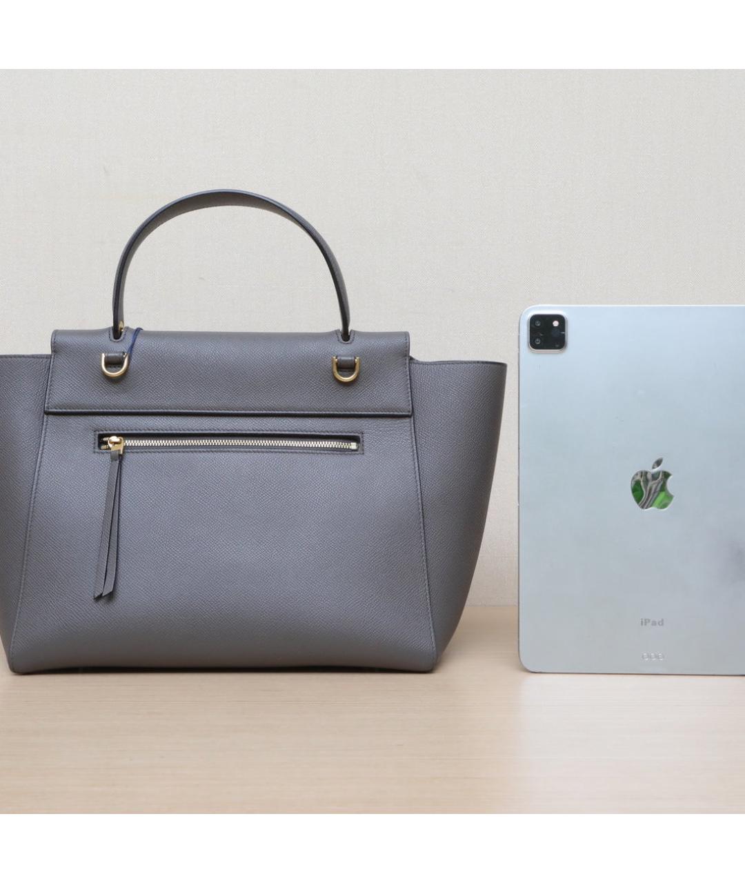 CELINE Серая кожаная сумка через плечо, фото 7