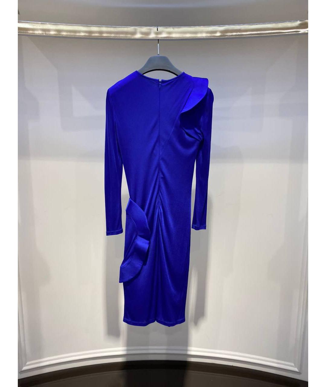 ALEXANDER MCQUEEN Синее шелковое коктейльное платье, фото 3