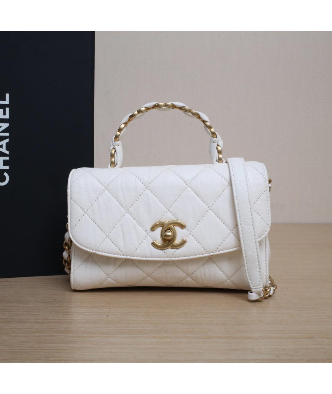 CHANEL Белая кожаная сумка через плечо, фото 2