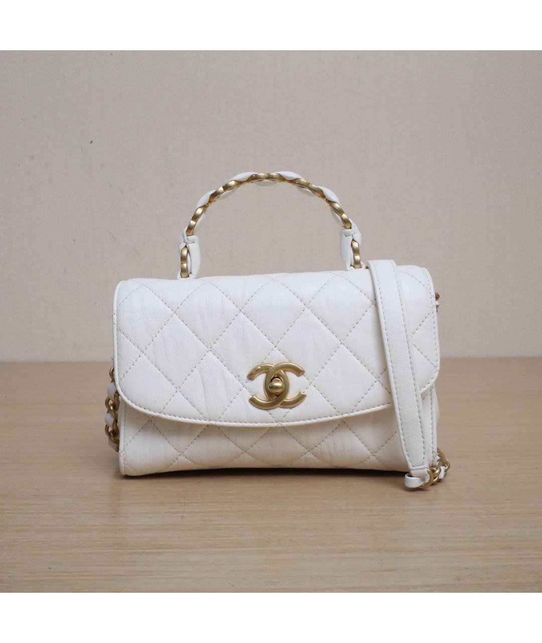 CHANEL Белая кожаная сумка через плечо, фото 3