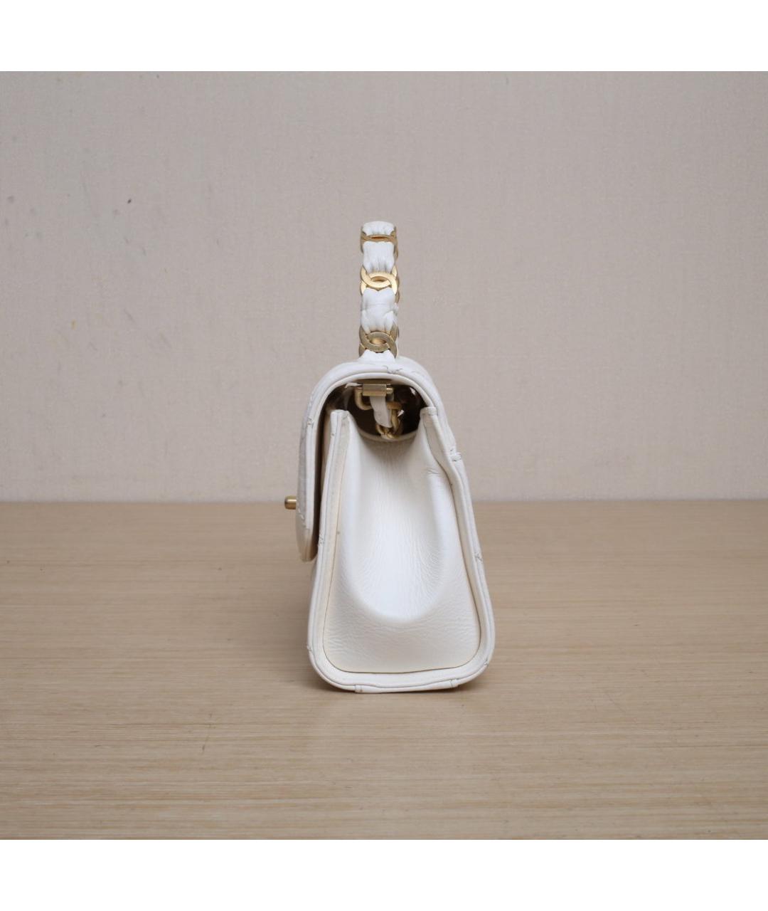 CHANEL Белая кожаная сумка через плечо, фото 5