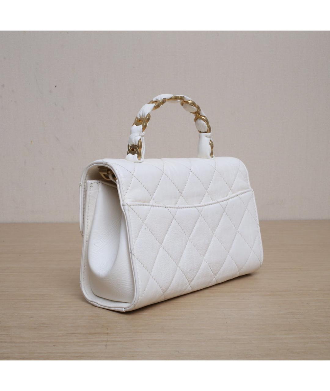 CHANEL Белая кожаная сумка через плечо, фото 6