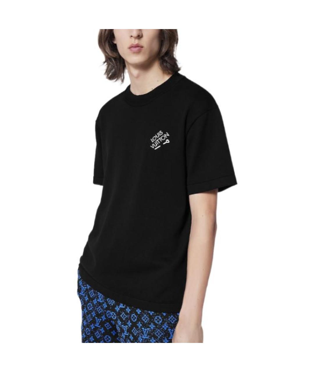 LOUIS VUITTON Черная хлопковая футболка, фото 4
