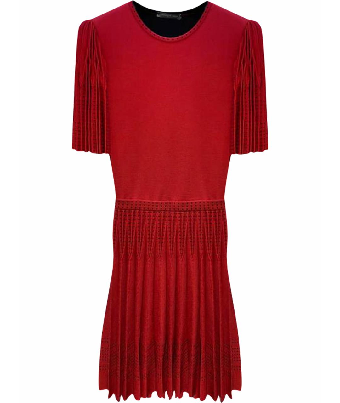 ALEXANDER MCQUEEN Красное шерстяное повседневное платье, фото 1