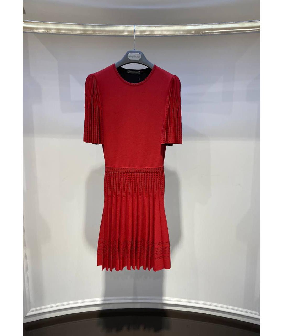 ALEXANDER MCQUEEN Красное шерстяное повседневное платье, фото 4