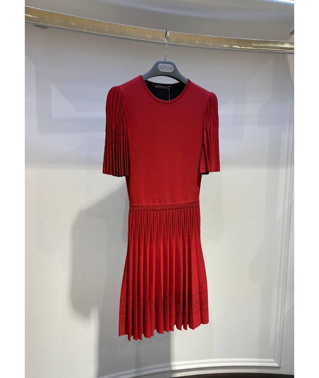 ALEXANDER MCQUEEN Красное шерстяное повседневное платье, фото 2