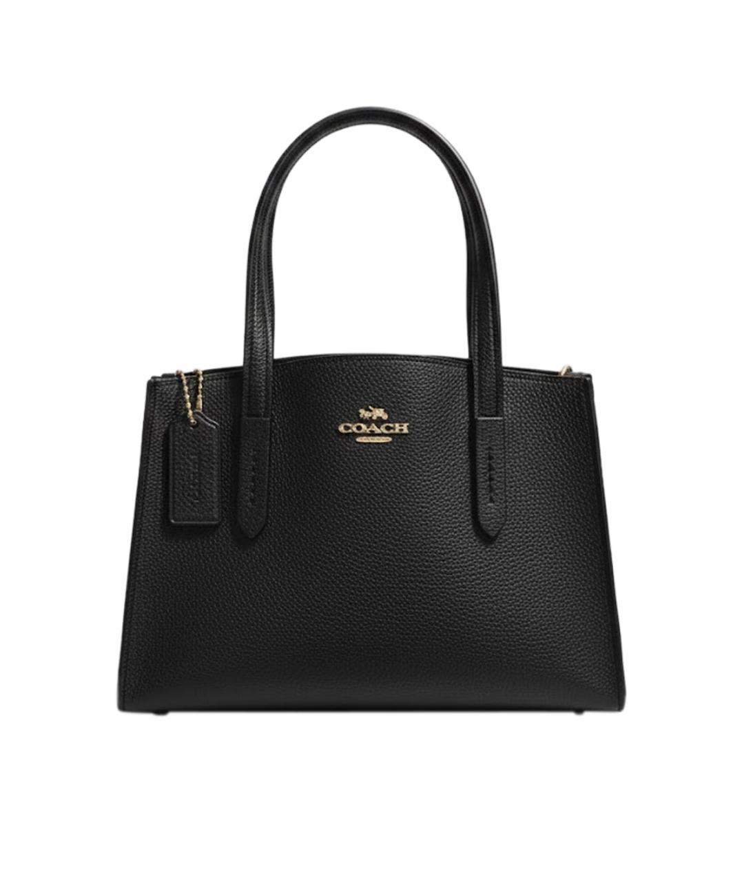 COACH Черная кожаная сумка с короткими ручками, фото 1