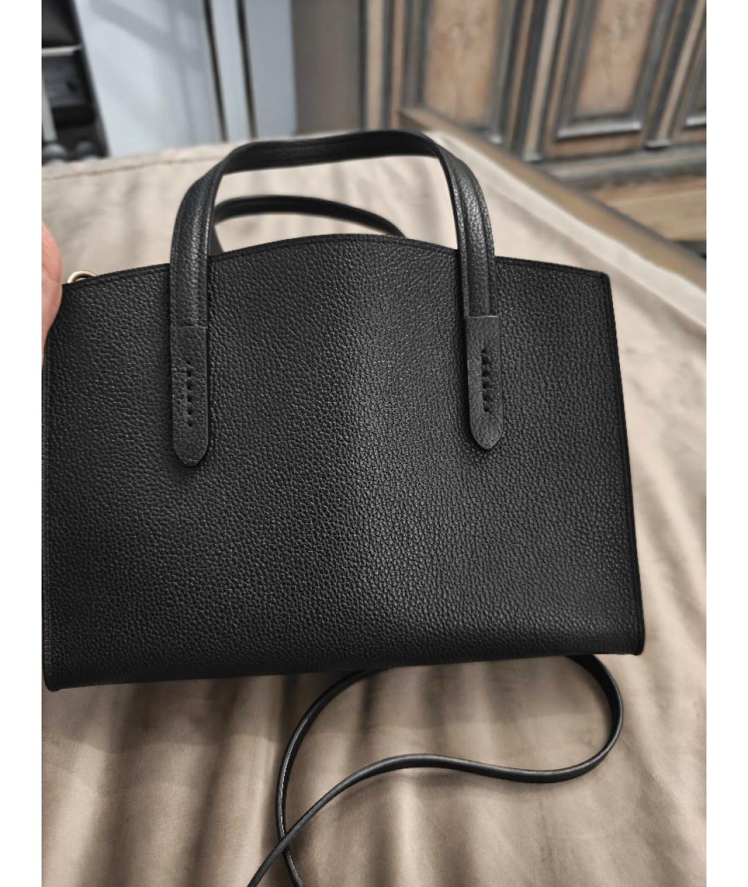 COACH Черная кожаная сумка с короткими ручками, фото 3