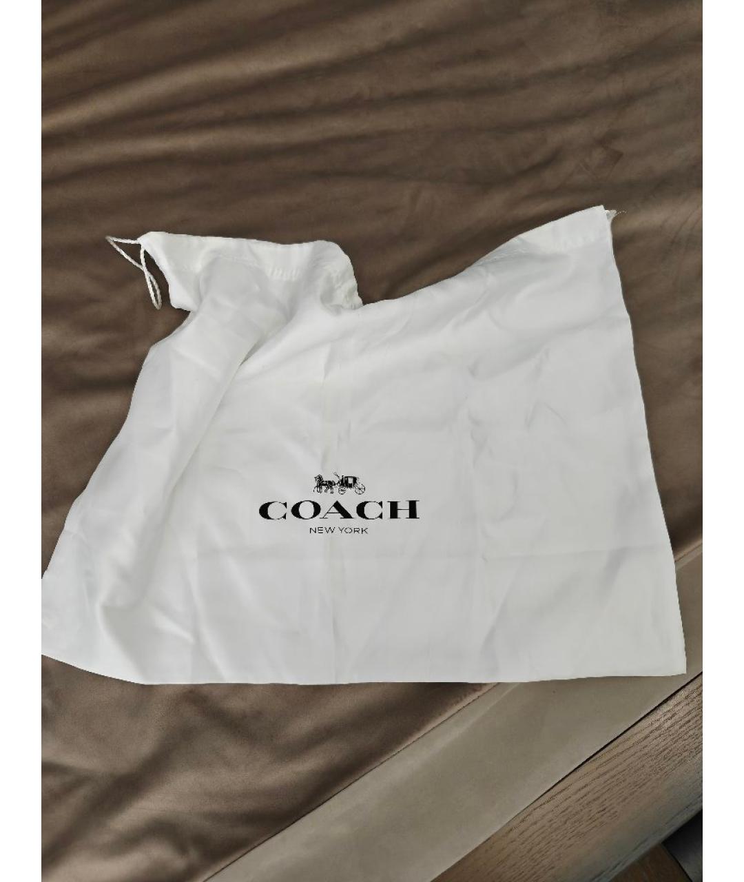 COACH Черная кожаная сумка с короткими ручками, фото 7