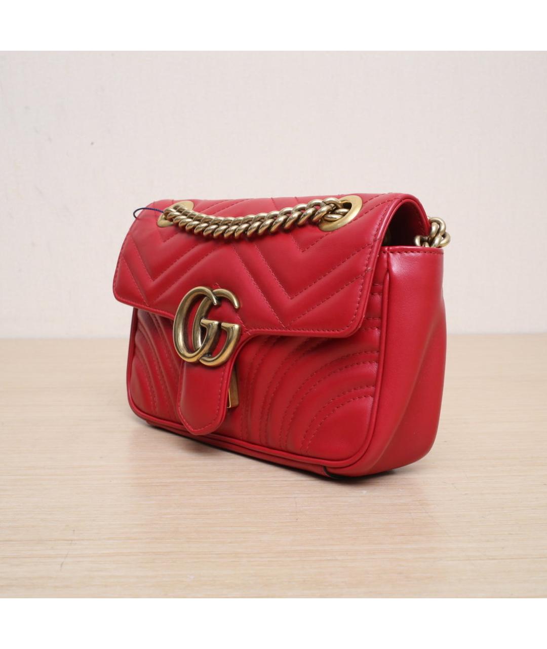 GUCCI Красная кожаная сумка через плечо, фото 4