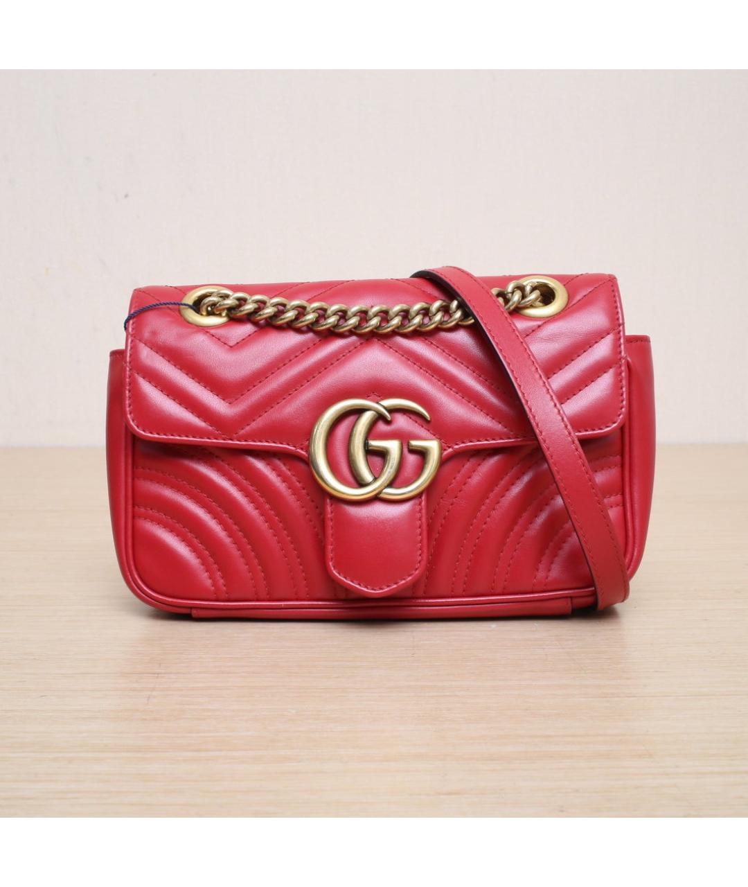 GUCCI Красная кожаная сумка через плечо, фото 3