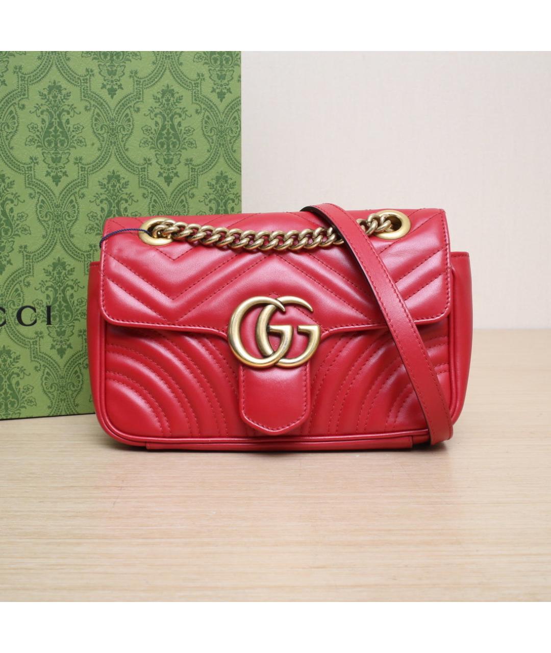 GUCCI Красная кожаная сумка через плечо, фото 2