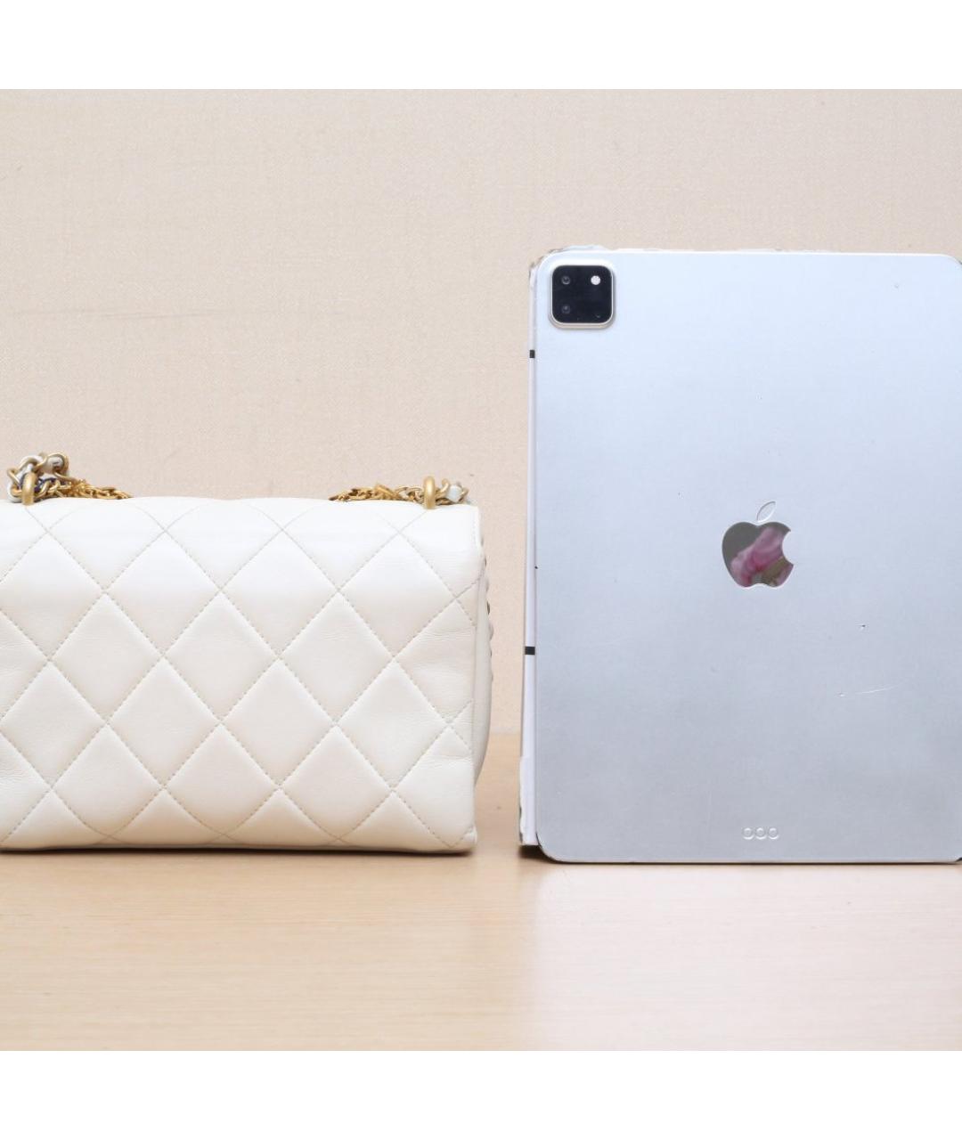 CHANEL Белая кожаная сумка через плечо, фото 7