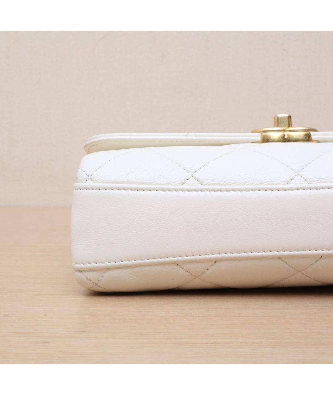 CHANEL Белая кожаная сумка через плечо, фото 9