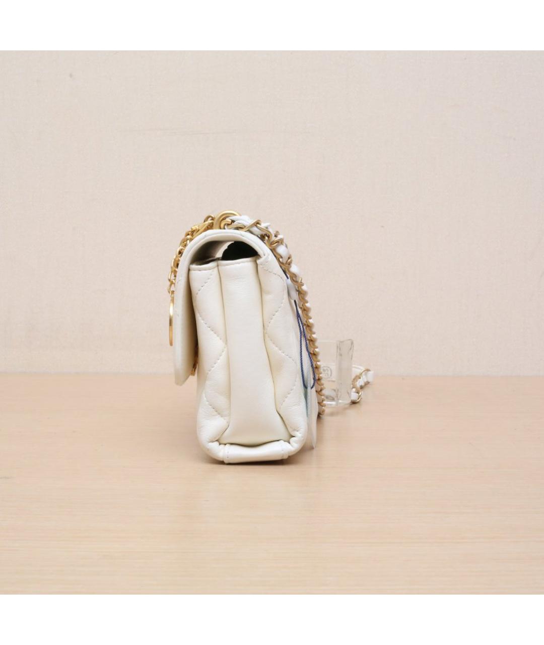 CHANEL Белая кожаная сумка через плечо, фото 5