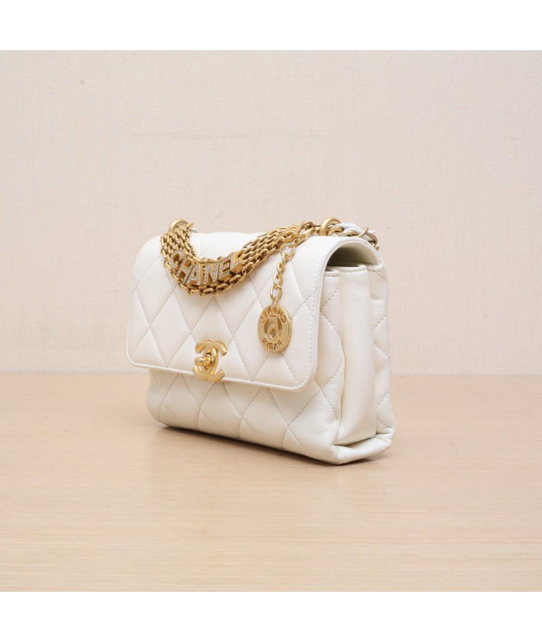 CHANEL Белая кожаная сумка через плечо, фото 4