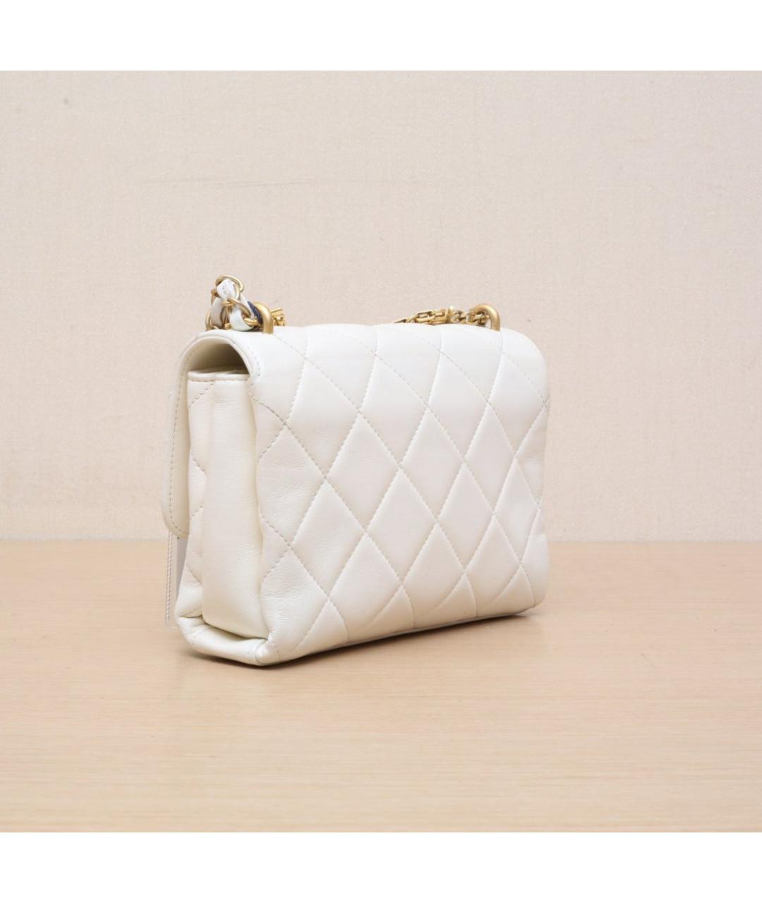 CHANEL Белая кожаная сумка через плечо, фото 6