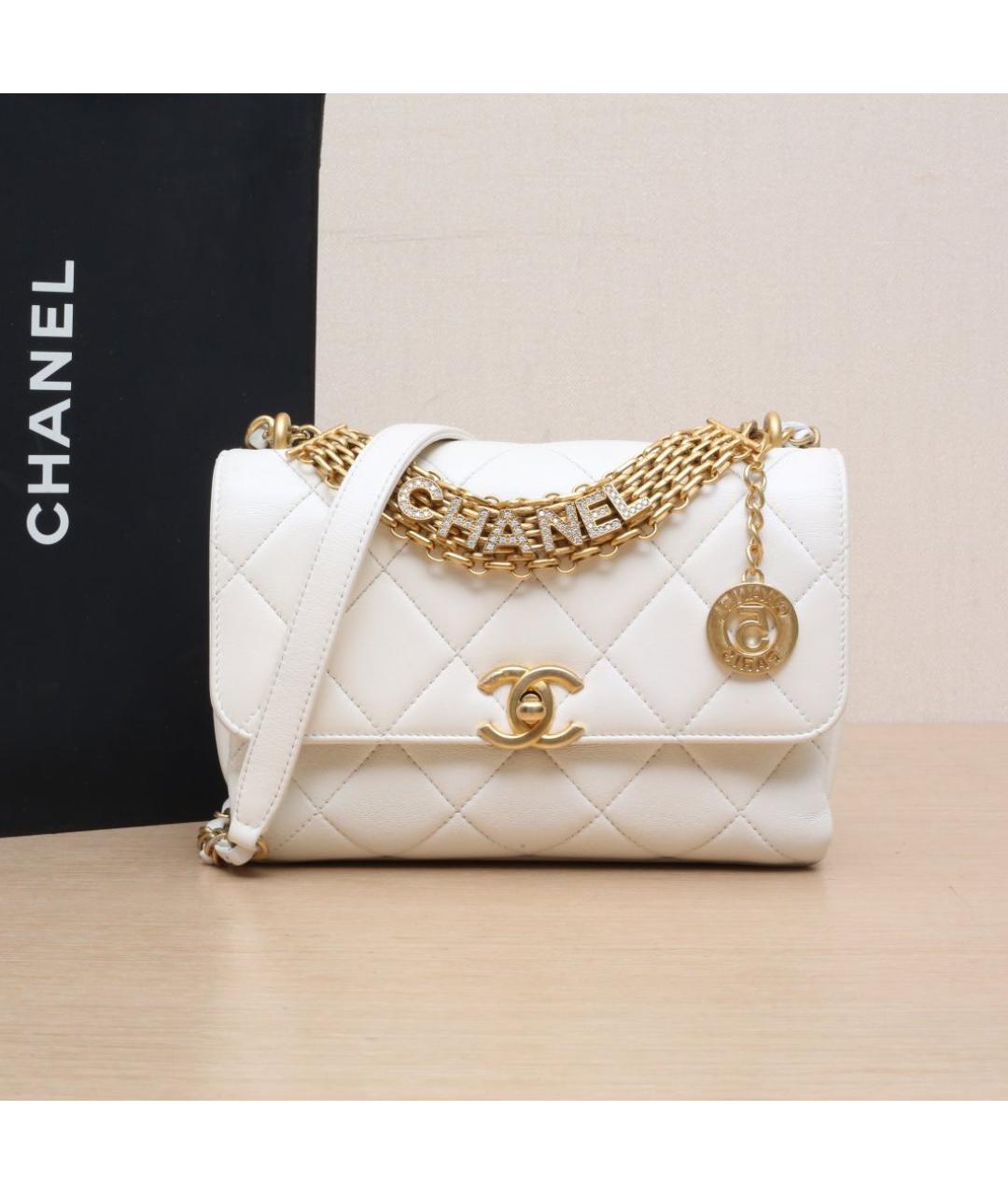 CHANEL Белая кожаная сумка через плечо, фото 2