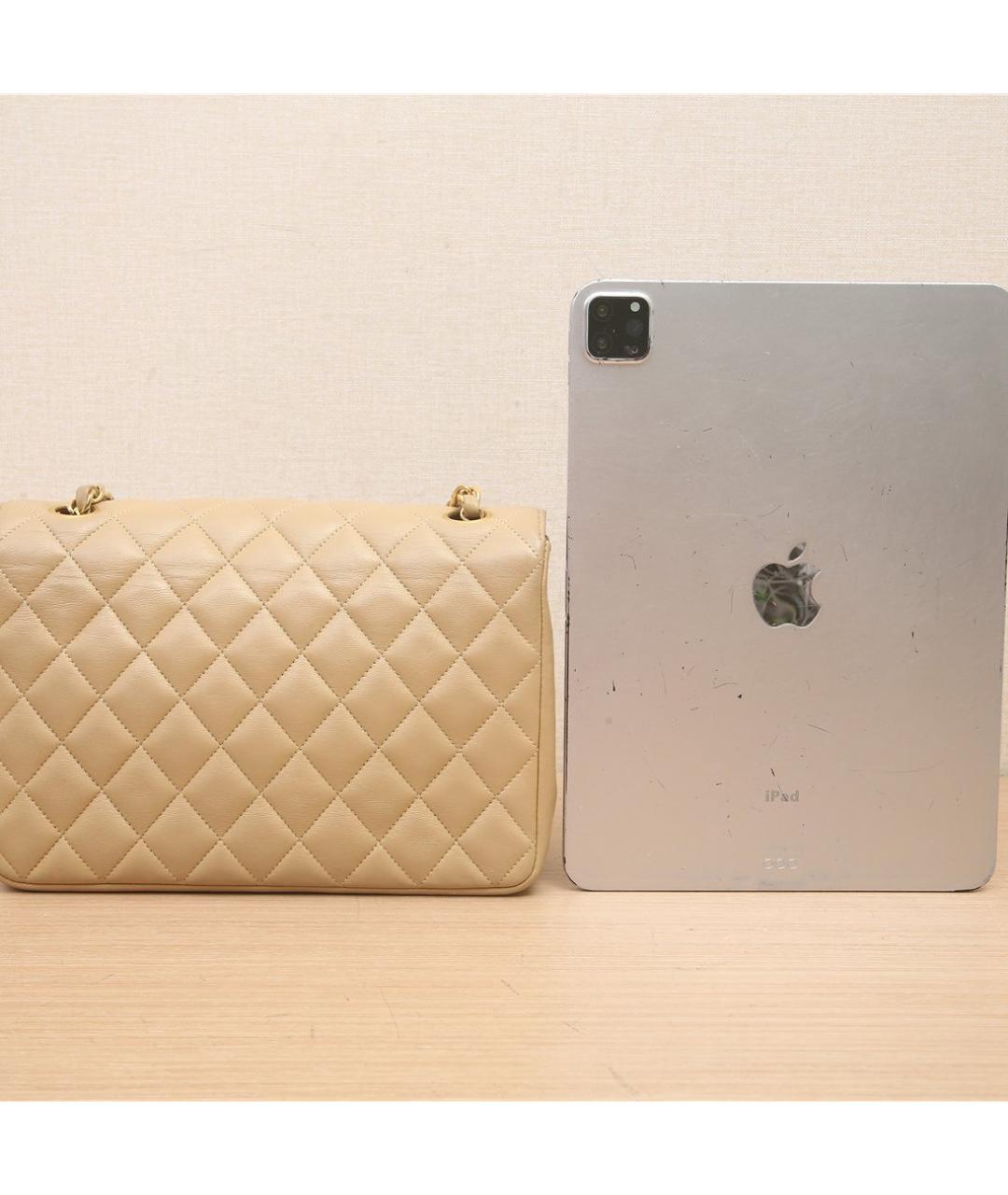 CHANEL Бежевая кожаная сумка через плечо, фото 5