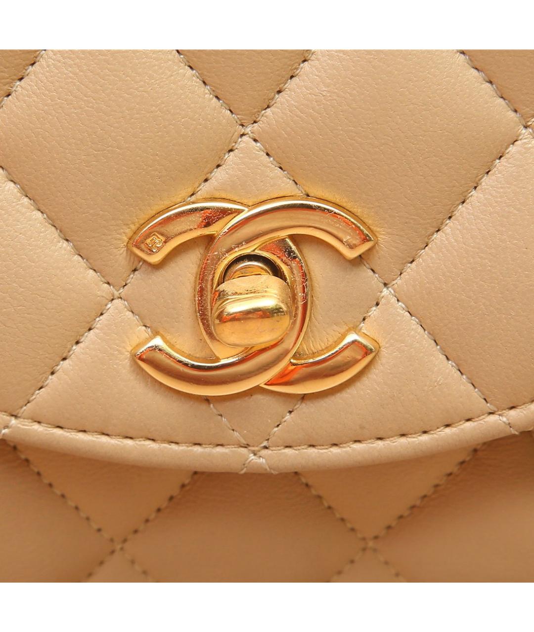 CHANEL Бежевая кожаная сумка через плечо, фото 9