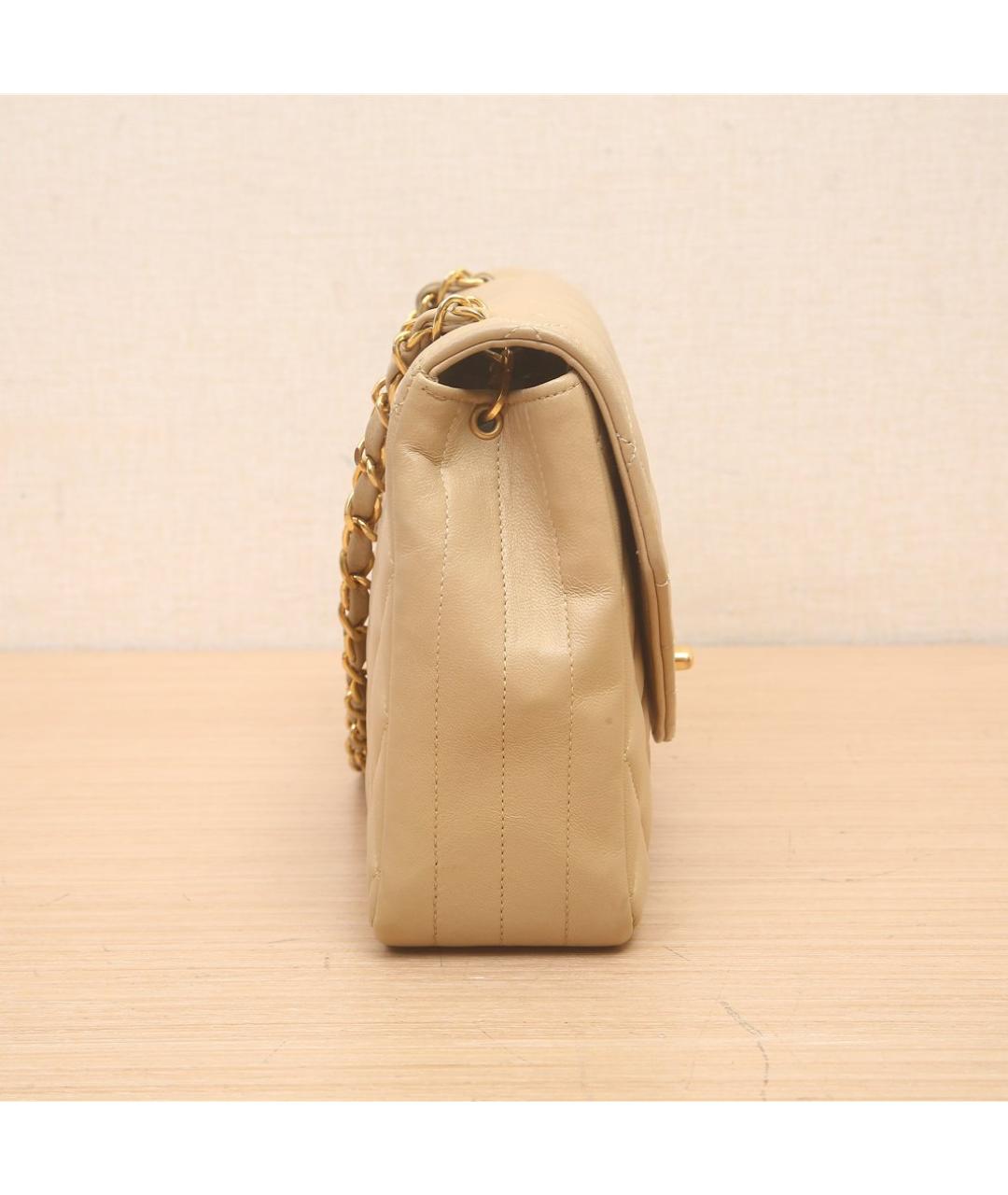 CHANEL Бежевая кожаная сумка через плечо, фото 3