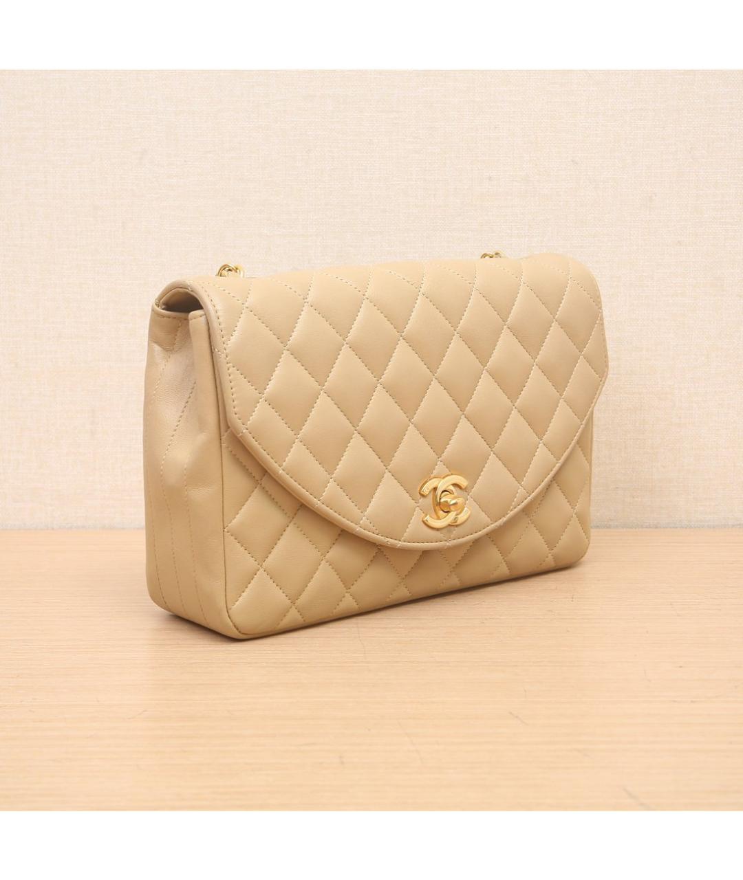 CHANEL Бежевая кожаная сумка через плечо, фото 2