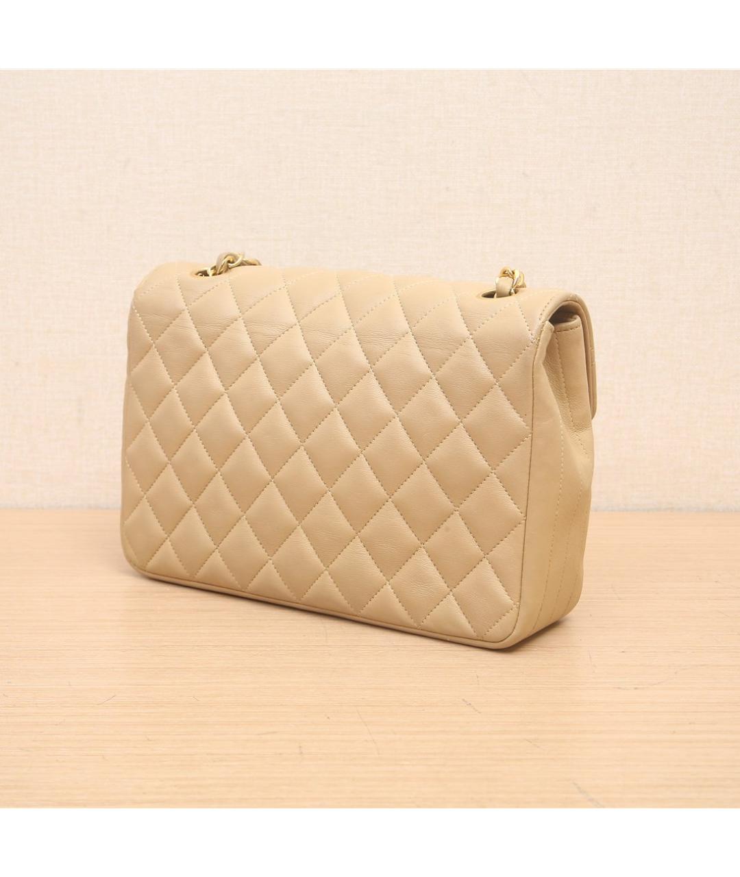 CHANEL Бежевая кожаная сумка через плечо, фото 4
