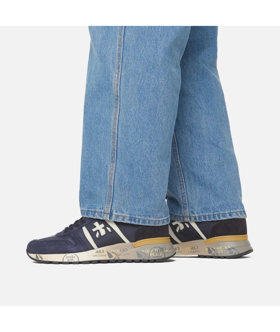 PREMIATA Темно-синие замшевые низкие кроссовки / кеды, фото 8