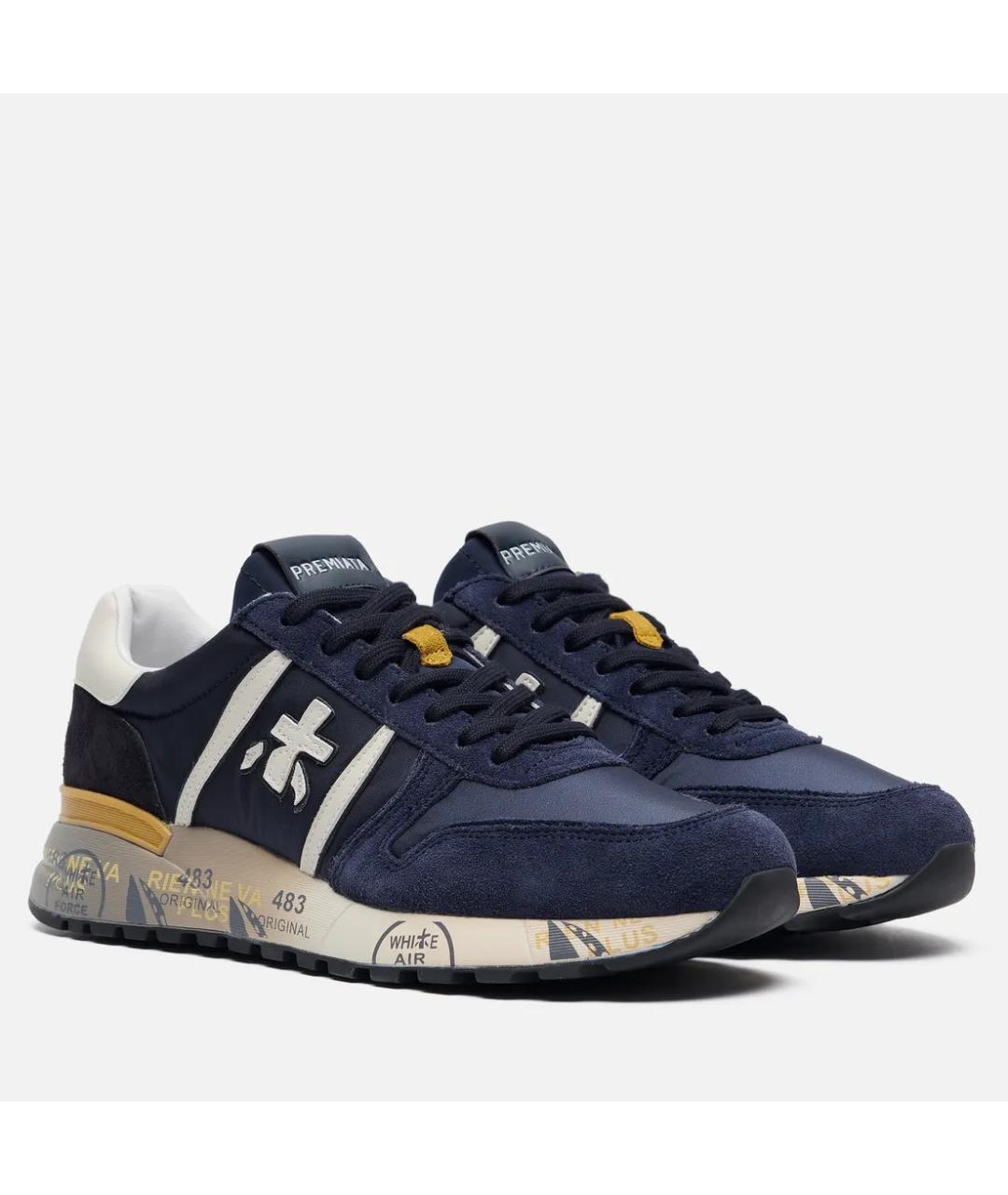 PREMIATA Темно-синие замшевые низкие кроссовки / кеды, фото 2