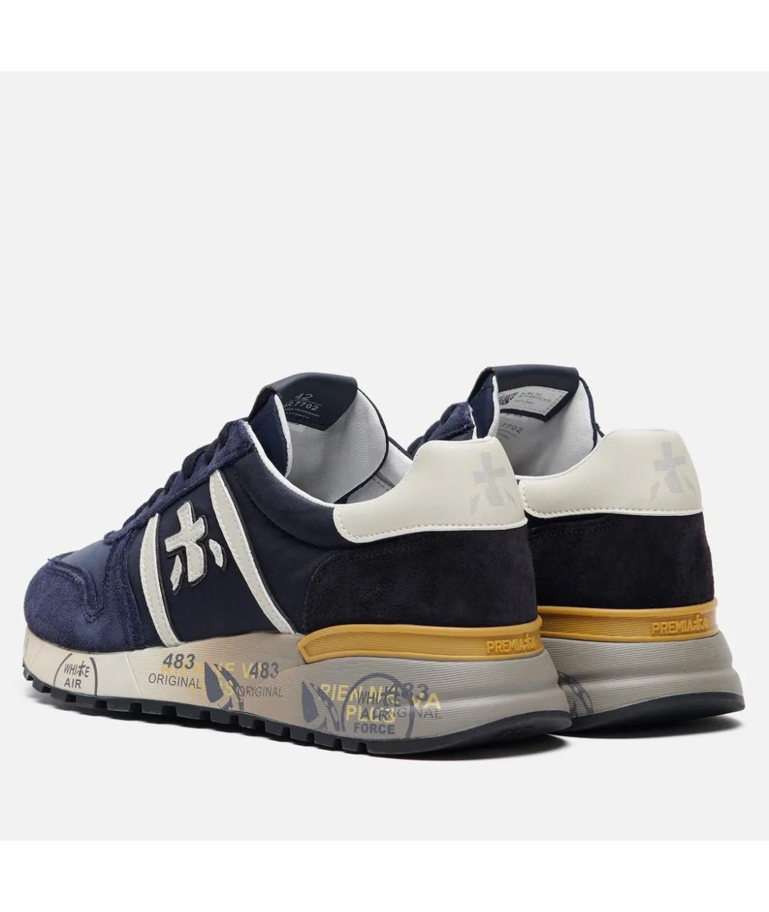 PREMIATA Темно-синие замшевые низкие кроссовки / кеды, фото 4