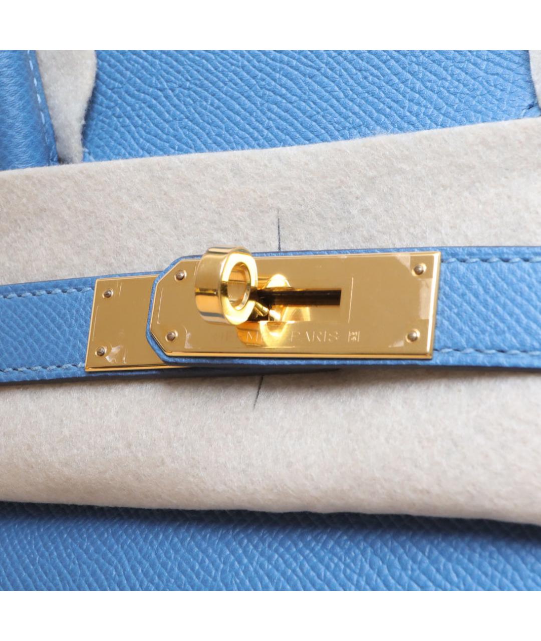 HERMES Синяя кожаная сумка с короткими ручками, фото 8