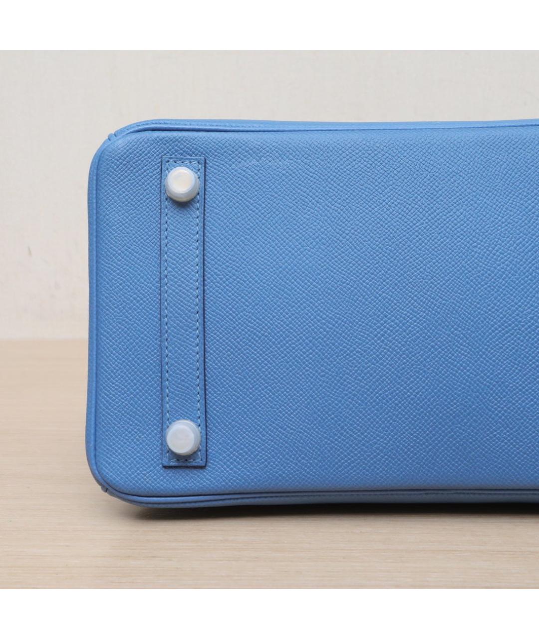 HERMES Синяя кожаная сумка с короткими ручками, фото 9
