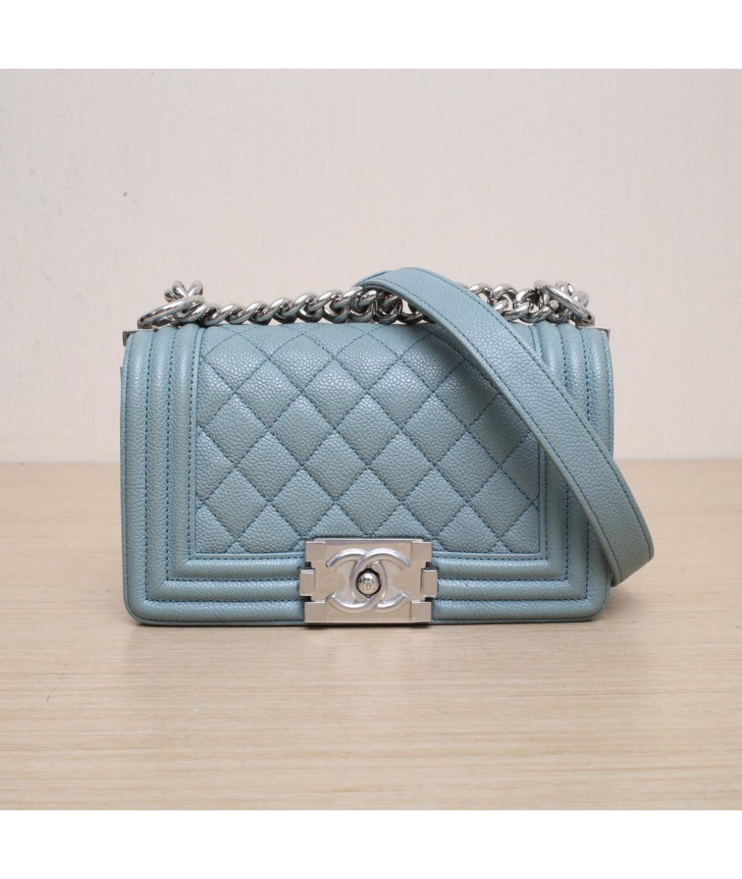 CHANEL Голубая кожаная сумка через плечо, фото 3